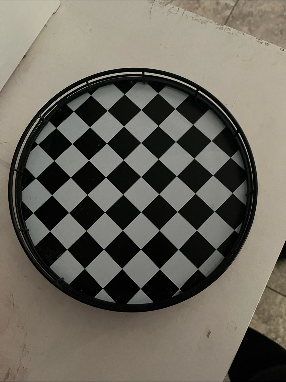 Black & White Checkered Lazy Susan